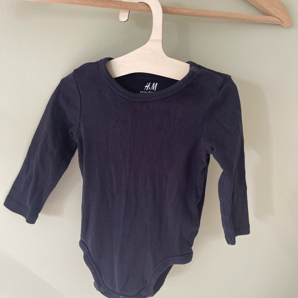 H&M Navy Long Sleeve Baby Bodysuit